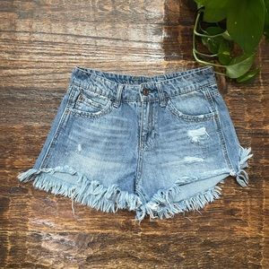 Distressed denim festival shorts